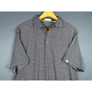 tasc Performance Mens Medium Polo Shirt Gray Pink Striped Micro Modal Stretch